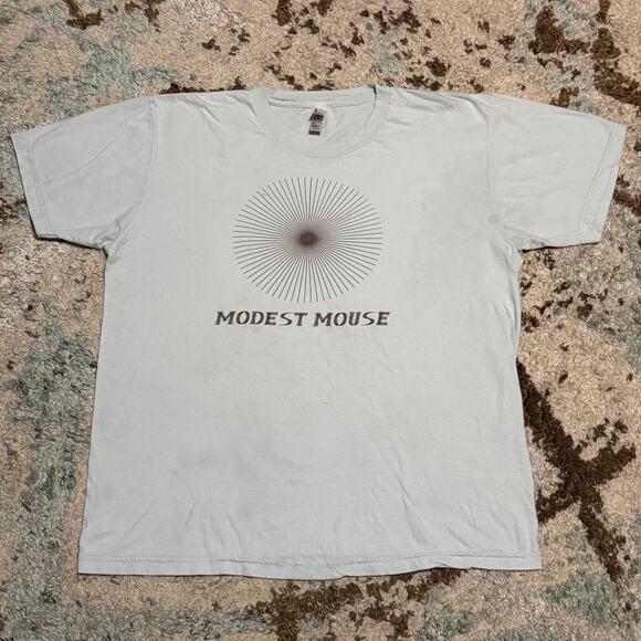 Modest Mouse Sunburst Shirt Size Large Alternative Indie Band Tee Blue/Brown - Picture 2 of 8